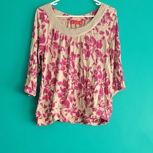 Elle Beige and Pink Floral Blouse